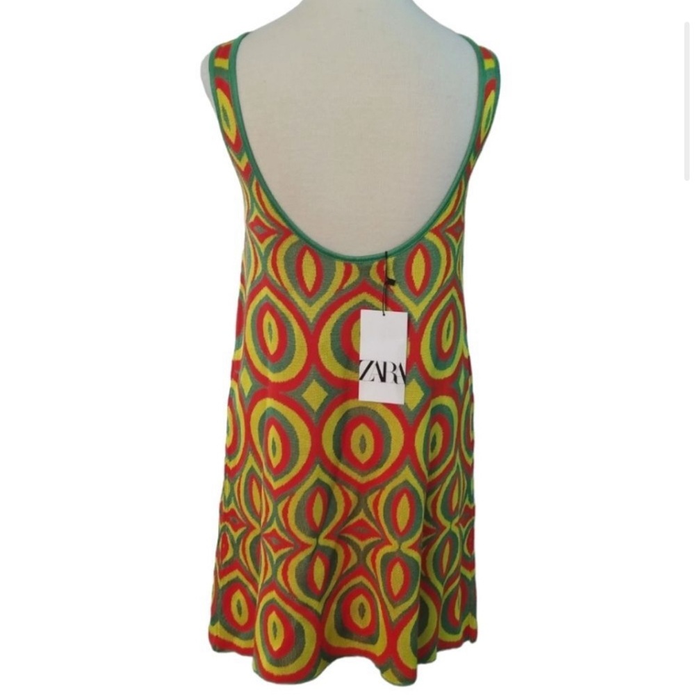 Zara Retro Jacquard Knit Mini Shift Dress Size L - Picture 2 of 10